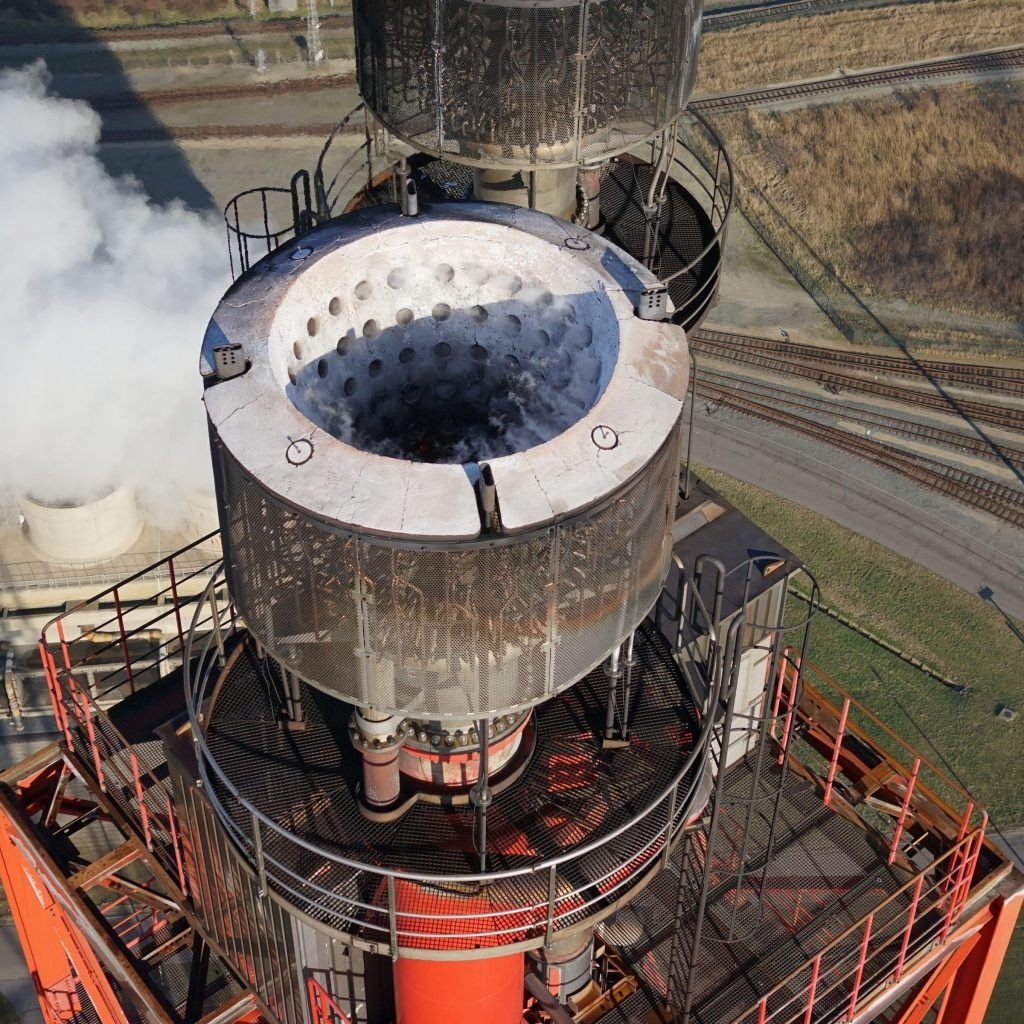 Flare tip during a thermal survey