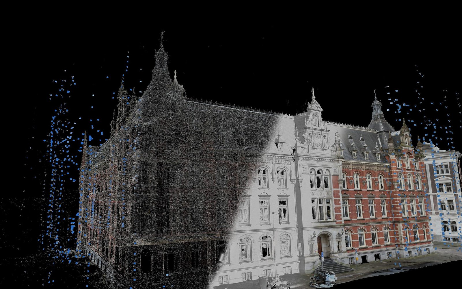 Point cloud scan of a historic building facade